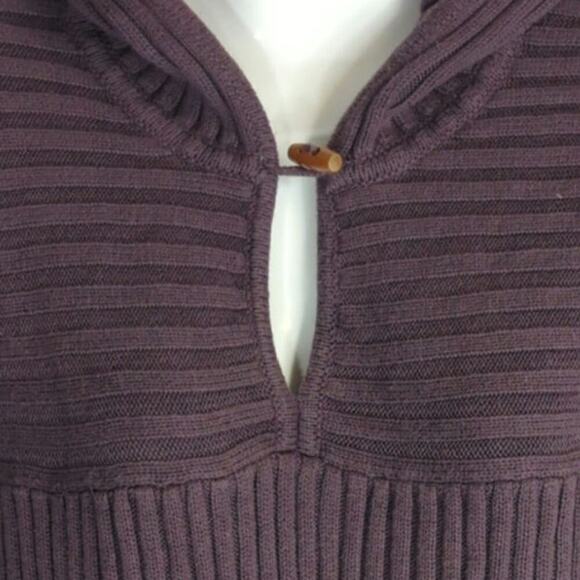 J.‎ Crew Womens Purple Ribbed Hooded Togggle Pullover Sweater Size S - Picture 5 of 8